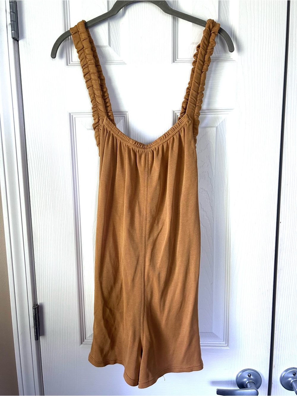 FP Movement Free People Brown Ruched Strap Romper One Piece - Picture 3 of 7